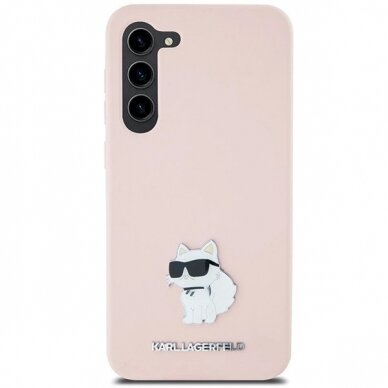 Karl Lagerfeld Silicone Choupette Metal Pin dėklas Samsung Galaxy S24 - Rožinis 2