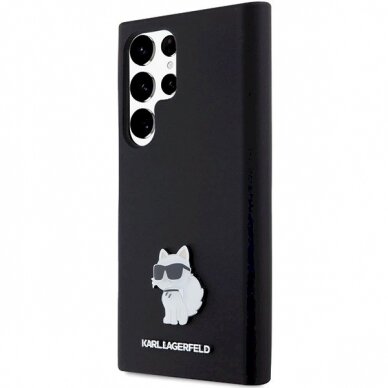 Karl Lagerfeld Silicone Choupette Metal Pin dėklas Samsung Galaxy S24 Ultra - Juodas 1