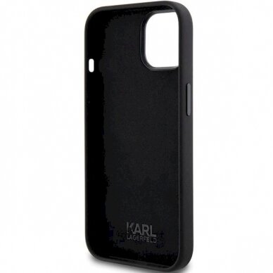 Karl Lagerfeld Silicone Choupette Metal Pin dėklas skirtas iPhone 15 - Juodas 6