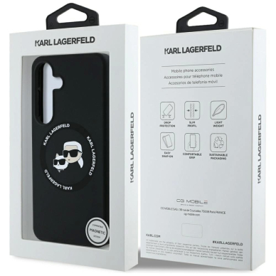 Karl Lagerfeld Silicone Double Heads And Circle MagSafe Samsung Galaxy S25 Dėklas Juodas 7