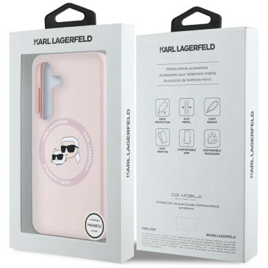 Karl Lagerfeld Silicone Double Heads And Circle MagSafe Samsung Galaxy S25 Plus Dėklas Rožinis 7