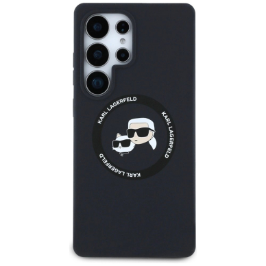 Karl Lagerfeld Silicone Double Heads And Circle MagSafe Samsung Galaxy S25 Ultra Dėklas Juodas 2