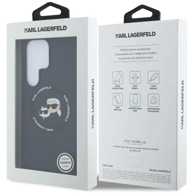 Karl Lagerfeld Silicone Double Heads And Circle MagSafe Samsung Galaxy S25 Ultra Dėklas Juodas 7