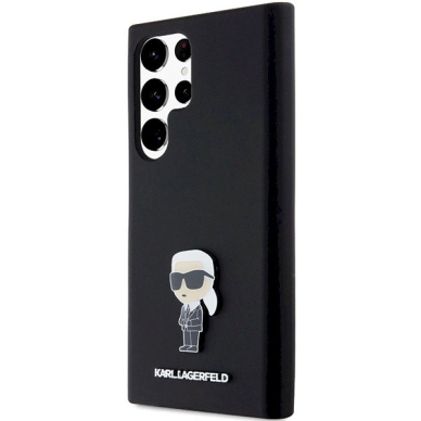 Originalus Karl Lagerfeld Dėklas Silicone Ikonik Metal PinSamsung Galaxy S23 Ultra - Juodas 1