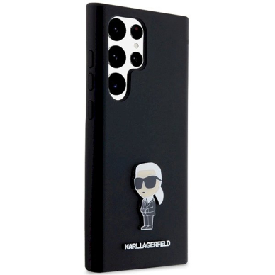 Originalus Karl Lagerfeld Dėklas Silicone Ikonik Metal PinSamsung Galaxy S23 Ultra - Juodas 3