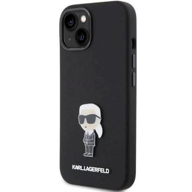 Karl Lagerfeld Silicone Ikonik Metal Pin dėklas skirtas iPhone 15 - Juodas 1