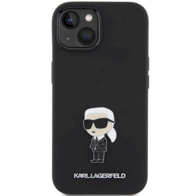 Karl Lagerfeld Silicone Ikonik Metal Pin dėklas skirtas iPhone 15 - Juodas 2