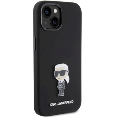 Karl Lagerfeld Silicone Ikonik Metal Pin dėklas skirtas iPhone 15 - Juodas 3