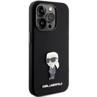 Karl Lagerfeld Silicone Ikonik Metal Pin dėklas skirtas iPhone 15 Pro - Juodas 3