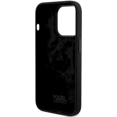 Karl Lagerfeld Silicone Ikonik Metal Pin dėklas skirtas iPhone 15 Pro - Juodas 6