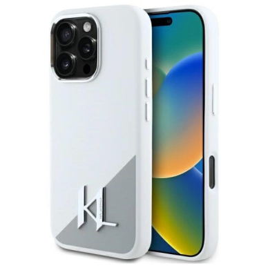 Dėklas Karl Lagerfeld Silicone Initial Logo  iPhone 16 Pro Max - Baltas