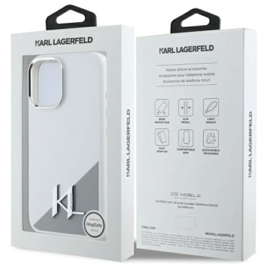 Dėklas Karl Lagerfeld Silicone Initial Metal Logo MagSafe iPhone 16  - Baltas 7