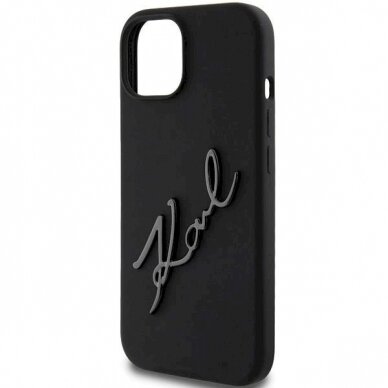 Karl Lagerfeld Silicone Karl Script dėklas skirtas iPhone 15 - Juodas 4