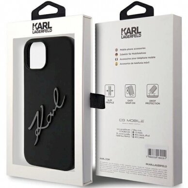 Karl Lagerfeld Silicone Karl Script dėklas skirtas iPhone 15 - Juodas 7