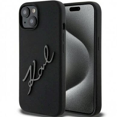 Karl Lagerfeld Silicone Karl Script dėklas skirtas iPhone 15 - Juodas 6