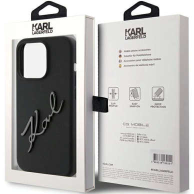 Karl Lagerfeld Silicone Karl Script dėklas skirtas iPhone 15 Pro - Juodas 7