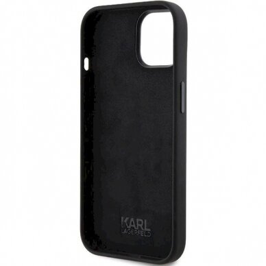 Karl Lagerfeld Silicone Karl&amp;Choupette Head dėklas skirtas iPhone 15 - Juodas 6