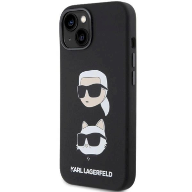 Originalus Karl Lagerfeld Dėklas Silicone KarlChoupette Head dėklas skirtas iPhone 15 Plus / 14 Plus - Juodas 1