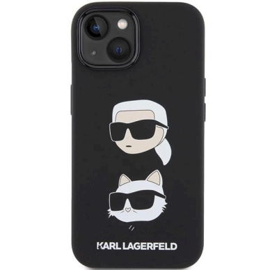 Originalus Karl Lagerfeld Dėklas Silicone KarlChoupette Head dėklas skirtas iPhone 15 Plus / 14 Plus - Juodas 2