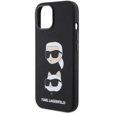 Originalus Karl Lagerfeld Dėklas Silicone KarlChoupette Head dėklas skirtas iPhone 15 Plus / 14 Plus - Juodas 5