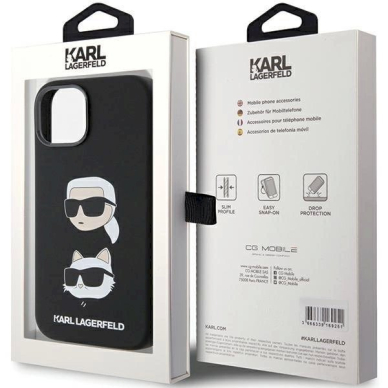 Originalus Karl Lagerfeld Dėklas Silicone KarlChoupette Head dėklas skirtas iPhone 15 Plus / 14 Plus - Juodas 7