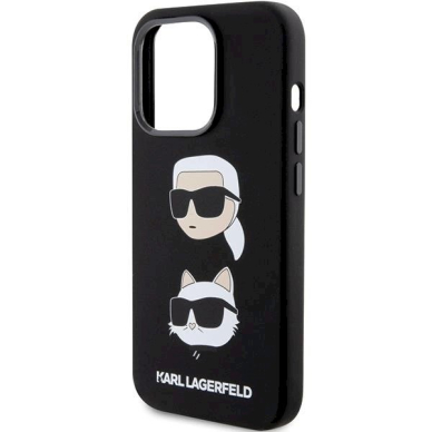 Originalus Karl Lagerfeld Dėklas Silicone KarlChoupette Head dėklas skirtas iPhone 15 Pro - Juodas 5