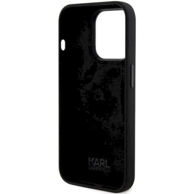 Originalus Karl Lagerfeld Dėklas Silicone KarlChoupette Head dėklas skirtas iPhone 15 Pro - Juodas 6