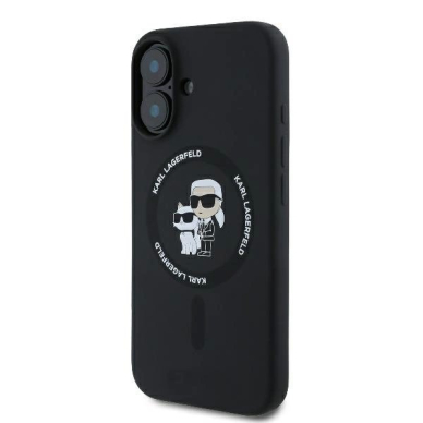 Dėklas Karl Lagerfeld Silicone KarlChoupette Heads Ring MagSafe  iPhone 16 Plus - Juodas 1