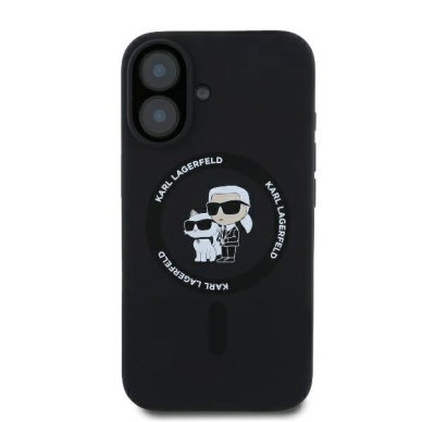 Dėklas Karl Lagerfeld Silicone KarlChoupette Heads Ring MagSafe  iPhone 16 Plus - Juodas 2