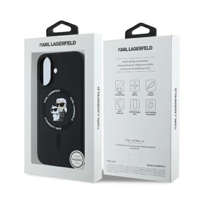 Dėklas Karl Lagerfeld Silicone KarlChoupette Heads Ring MagSafe  iPhone 16 Plus - Juodas 7