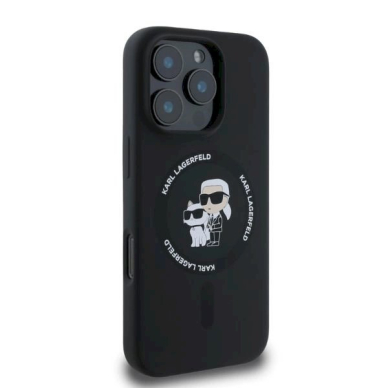 Karl Lagerfeld Silicone KarlChoupette Heads Ring MagSafe Dėklas iPhone 16 Pro - Juodas 1