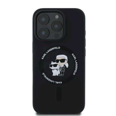 Karl Lagerfeld Silicone KarlChoupette Heads Ring MagSafe Dėklas iPhone 16 Pro - Juodas 2