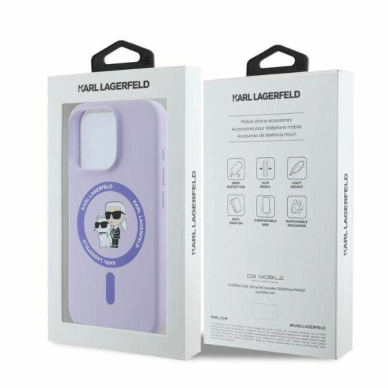 Karl Lagerfeld Silicone Karl&amp;Choupette Heads Ring MagSafe Dėklas iPhone 16 Pro - violetinis 3