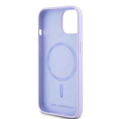 Karl Lagerfeld Silicone Karl&amp;Choupette Heads Ring MagSafe iPhone 15 Case - violetinis 6