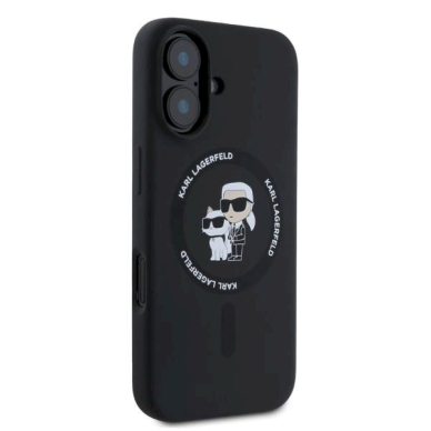 Karl Lagerfeld Silicone KarlChoupette Heads Ring MagSafe iPhone 16 Dėklas - Juodas 1