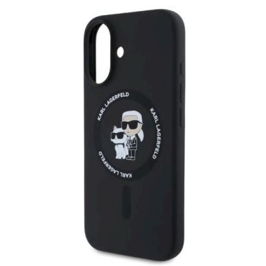 Karl Lagerfeld Silicone KarlChoupette Heads Ring MagSafe iPhone 16 Dėklas - Juodas 2