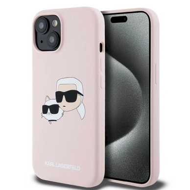 Karl Lagerfeld Silicone Karl Choupette MagSafe dėklas iPhone 15 / 14 / 13 - Rožinis