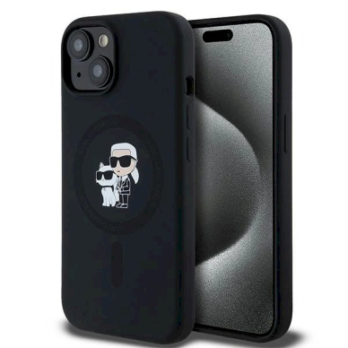 Karl Lagerfeld Silicone Karl Choupette MagSafe dėklas iPhone 15 Plus / 14 Plus - Juodas