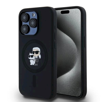 Karl Lagerfeld Silicone Karl Choupette MagSafe dėklas iPhone 15 Pro - Juodas