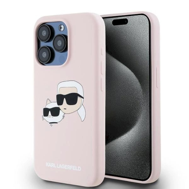 Karl Lagerfeld Silicone Karl Choupette MagSafe dėklas iPhone 15 Pro Max - Rožinis