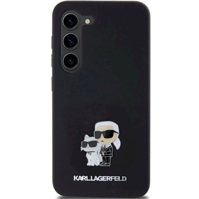 Originalus Karl Lagerfeld Dėklas Silicone KarlChoupette Metal PinSamsung Galaxy S23 - Juodas 2