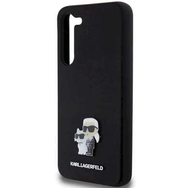 Originalus Karl Lagerfeld Dėklas Silicone KarlChoupette Metal PinSamsung Galaxy S23+ - Juodas 5