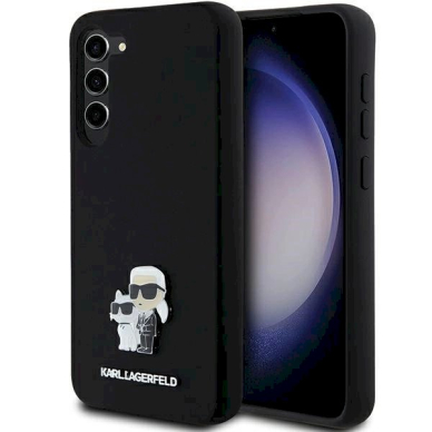 Originalus Karl Lagerfeld Dėklas Silicone KarlChoupette Metal PinSamsung Galaxy S23+ - Juodas