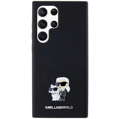 Originalus Karl Lagerfeld Dėklas Silicone KarlChoupette Metal PinSamsung Galaxy S23 Ultra - Juodas 2