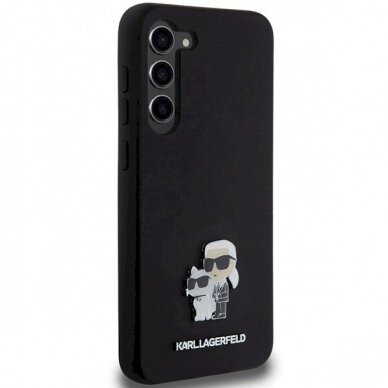 Karl Lagerfeld Silicone Karl Choupette Metal Pin dėklas Samsung Galaxy S24+ - Juodas 3