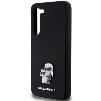 Karl Lagerfeld Silicone Karl Choupette Metal Pin dėklas Samsung Galaxy S24+ - Juodas 5