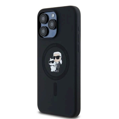 Karl Lagerfeld Silicone Karl Choupette Ring MagSafe dėklas iPhone 15 Pro Max - Juodas 1