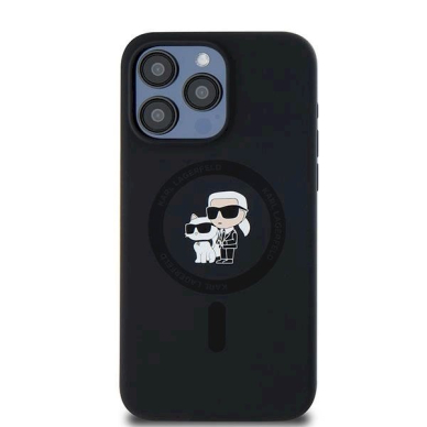 Karl Lagerfeld Silicone Karl Choupette Ring MagSafe dėklas iPhone 15 Pro Max - Juodas 2