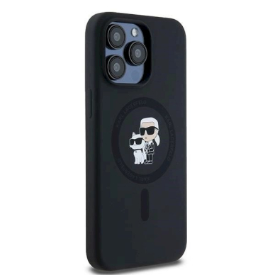 Karl Lagerfeld Silicone Karl Choupette Ring MagSafe dėklas iPhone 15 Pro Max - Juodas 3