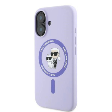 Dėklas Karl Lagerfeld Silicone KarlChoupette Ring MagSafe iPhone 16  - Violetinis 1